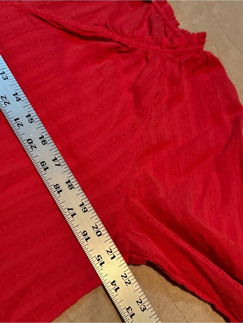 J. Crew Coral-Red V-Neck Peasant Blouse